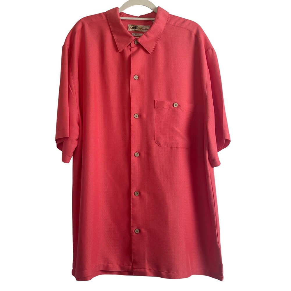 Joe Marlin Mens Coral Short Sleeve Comfort Fit Button Up Shirt XL Textured 00781